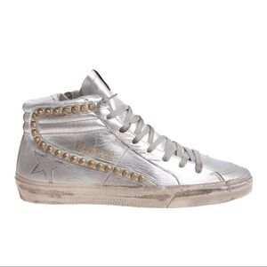Golden Goose GGDB | NIB Studded Silver Slide Sneakers - Size IT 41